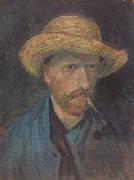 Vincent Van Gogh Self-Portrait with Straw Hat and Pipe (nn04) oil